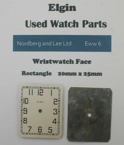  Antike Elgin Armbanduhr Zifferblatt / Zifferblatt rechteckig schwarze Ziffern 20mm x 25mm - Bild 1 von 2