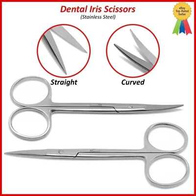 Dental Iris Scissors Straight & Curved Veterinary Surgical Instruments Stainless - Image 1 of 2