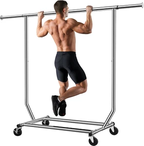 Kleiderständer mit Rollen 136kg Kleiderstand Metall Verstellbar Länge 130-189cm - Bild 1 von 8