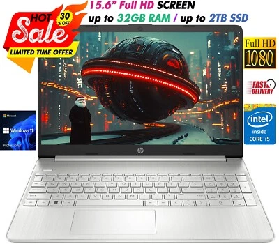 HP Newest Laptop 15.6" FHD Intel i5-1135G7 Upto 32GB RAM&2TB SSD Windows 11 PRO - Image 1 of 4