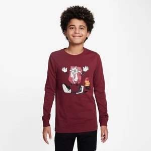 Nike The Nike Tee Printed T-Shirt Boy's L Team Red Crewneck Pullover Style L/S - Picture 1 of 15