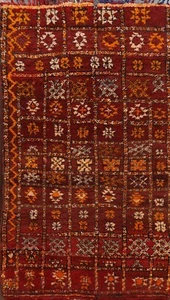 Thick-Plush Modern Moroccan Berber Geometric Oriental Area Rug Wool Handmade 4x6 - Picture 1 of 12