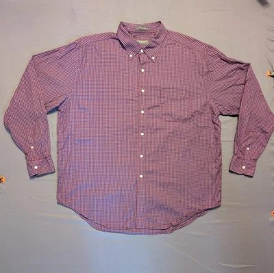 Lyle & Scott Scotland Mens XL 80s Combed Cotton Plaid Button Down Shirt Red Blue - Image 1 of 4