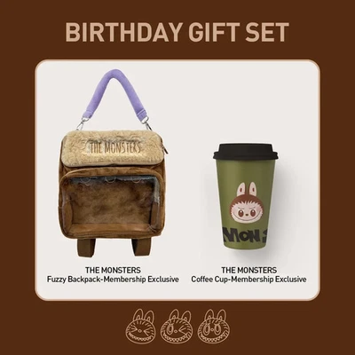 POPMART THE MONSTERS FUZZY BACKPACK & COFFEE CUP GIFT SET BRAND NEW -US SELLER- - Image 1 of 4