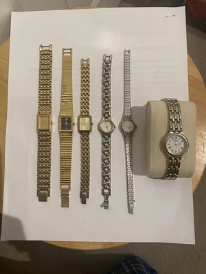 VINTAGE SEIKO BULOVA LADIES QUARTZ DRESS WATCH LOT SIX WATCHES VERY NICE! - Image 1 of 4