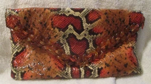 Julian Gold~High Fashion Handbag~Coral Mix Colors~Never Used~Original Price Tag - Picture 1 of 19