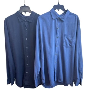 Lot of Two (2) Tommy Bahama Men’s casual button down shirts XL blue navy black - Picture 1 of 10