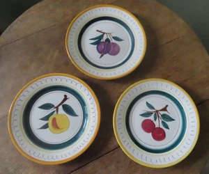 3 Stangl Fruit 8 1/8" Salad Plates - Peach, Plum & Cherries - First Quality - Picture 1 of 8