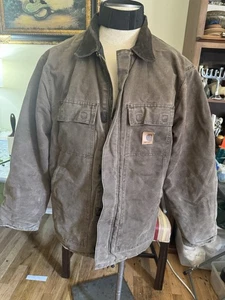 Giacca da lavoro Carhartt Duck Canvas marrone made in USA taglia L regolare C26 da riparare - Foto 1 di 19