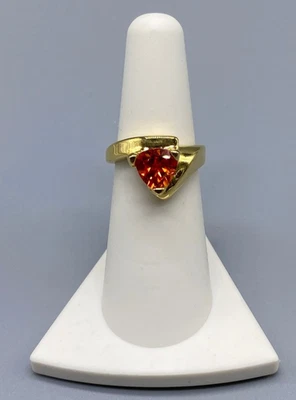 Technibond Trillion 橙色黄水晶单颗戒指 925 镀银 尺寸 6 — 第 1/4 张图片