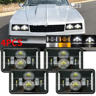 Faros LED DRL Turn Beam H4 Fit Chevrolet Monte Carlo SS 1980-1988 4 piezas 4x6" Foto 1 de 4