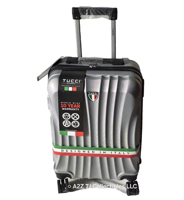 Equipaje de mano TUCCI compatible con textura de microdiamante plateado 20 pulgadas 5 libras/2,3 kg Foto 1 de 4