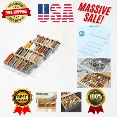 Elegante organizador de especiarias expansível de quatro camadas para fácil acesso e armazenamento na cozinha - Imagem 1 de 4