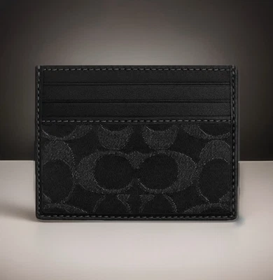 💠NUEVA Cartera Estuche para Tarjetas Coach 💠 Denim Signature 💠NEGRO CAJ47 Foto 1 de 4