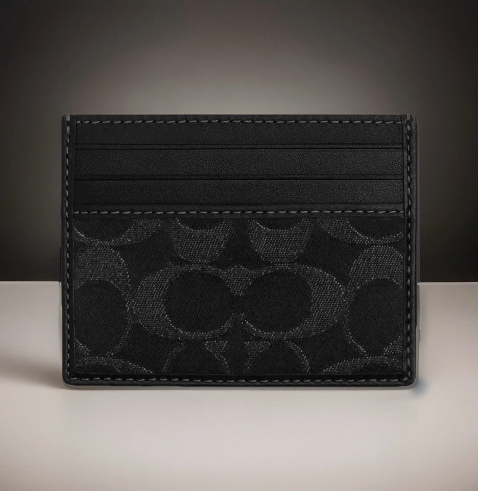 💠NUEVA Cartera Estuche para Tarjetas Coach 💠 Denim Signature 💠NEGRO CAJ47 Foto 1 de 4