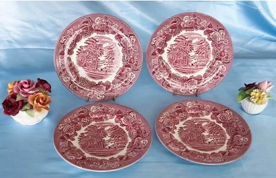 Beautiful Wood and Sons English Scenery Cottagecore 4 Salad Plates. England! - Image 1 of 4