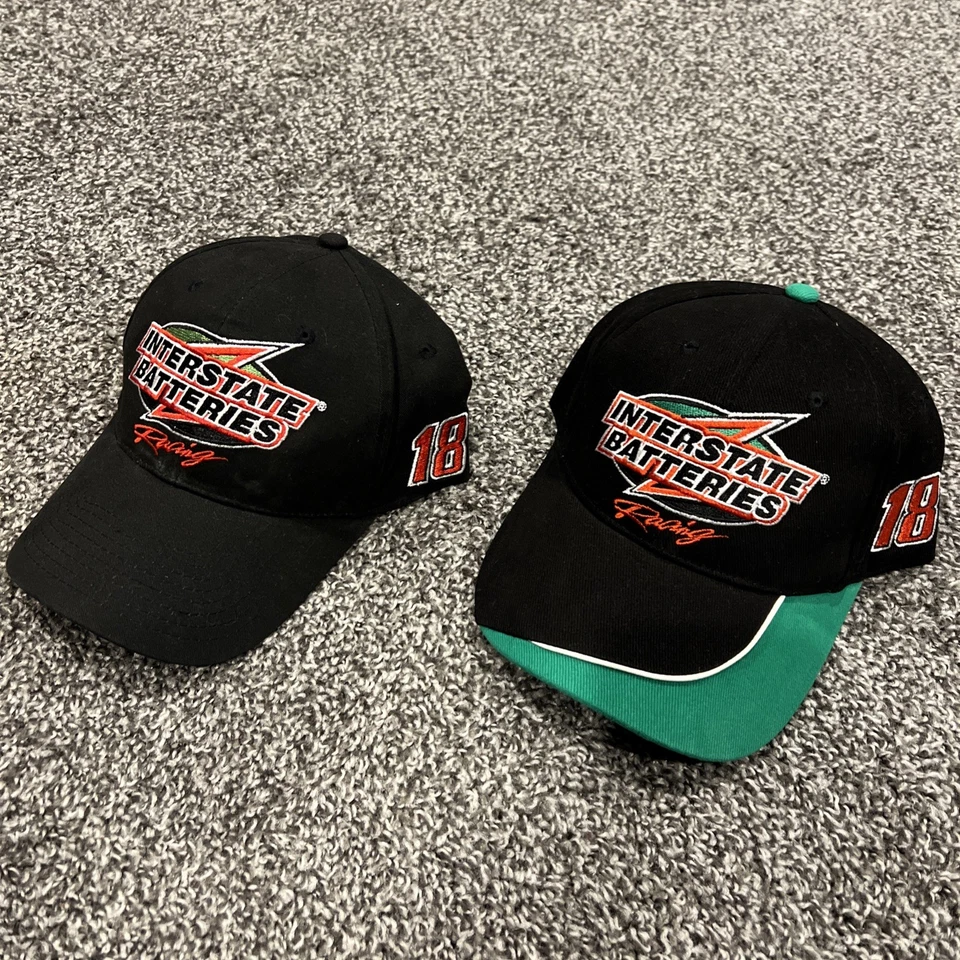 TWO Bobby Labonte #18 BLACK Interstate Battery Racing Hats!!! - Image 1 of 4