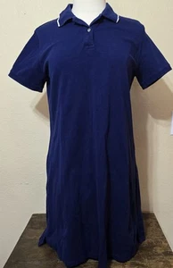 Lands' End Kleid Damen M dunkelblau Polo Kurzarm Kragen maritim adrett - Bild 1 von 8
