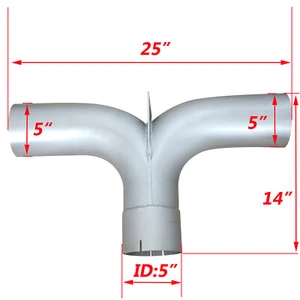 BOZZ 5" Aluminized Y-Pipe Elbow with Divider Exhaust Pipe - Picture 1 of 8