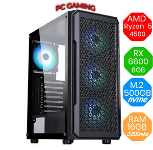 Gaming PC AMD RYZEN 5 4500 RX 6600 RAM 16GB M.2 500gb nvme FORTNITE Win11 RGB