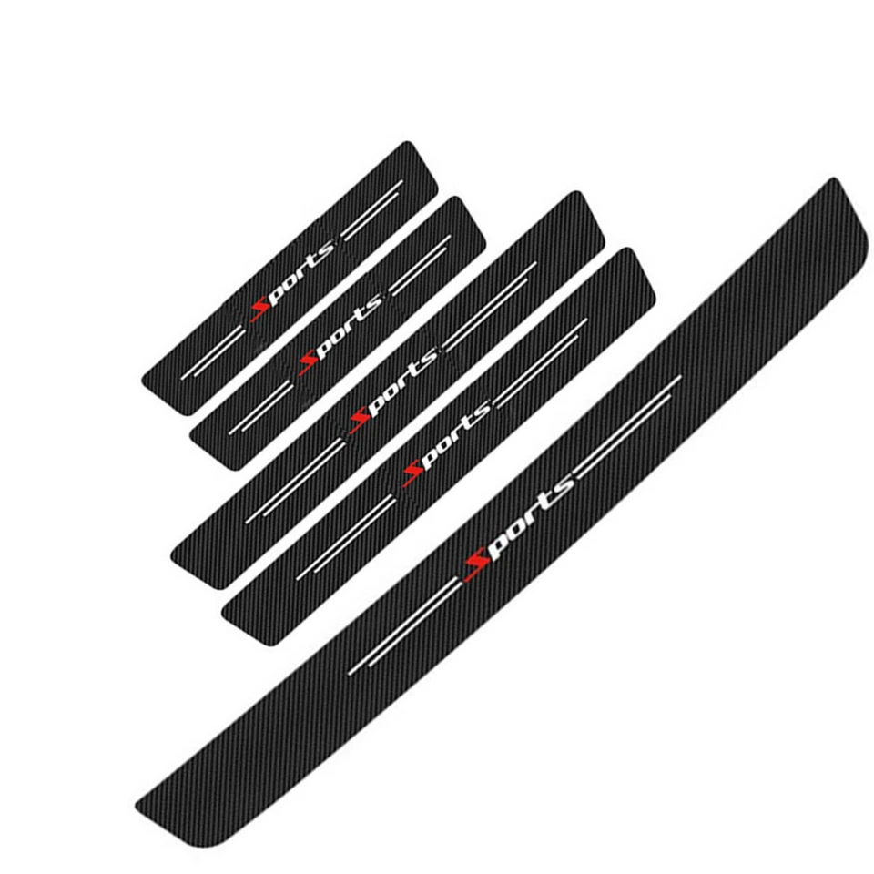 Car Door Scuff Sill Cover Panel Step Trunk Protector Stickers Carbon Fiber 5pcs Foto 1 de 4