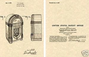 JUKEBOX WURLITZER 1015 1947 PATENTE DE EE. UU. Impresión artística ¡¡¡LISTA PARA ENMARCAR!!! Paul Fuller - Imagen 1 de 1
