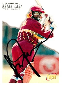 Signed 1996 West Indies ODI Cricket Futera World Cup Rookie Card - Brian Lara - Imagen 1 de 3
