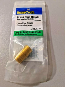 BrassCraft 3/8 x 3/8 close pipe nipple, new in package, no lead - Picture 1 of 2
