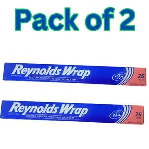 Papel de aluminio Reynolds Wrap, 25 cuadrados Papel de aluminio estándar para cocinar 2 piezas - Imagen 1 de 8