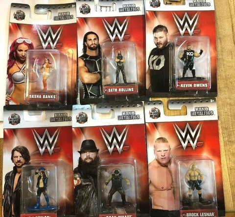 Wrestling Metal Figures Lot Rollins Owens Wyatt Styles Lesbar  & Banks Nano NIB Cover