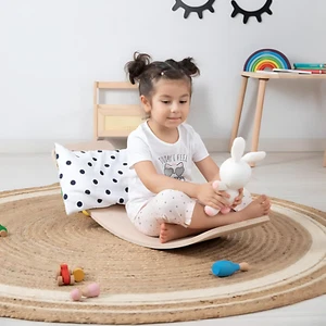 Wooden Balance Board Wobble Curved Waldorf Board Yoga Rocker Leaning Toy for Kid - Picture 1 of 21