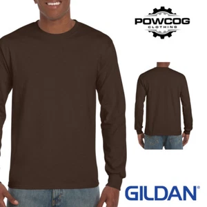 GILDAN Long Sleeve T-Shirt Adult Ultra Cotton Classic Fit Plain Crew Top G2400 - Picture 1 of 26