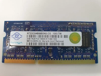 DELL XPS L501X RAM Memory 2GB PC3-10600s DDR3 NANYA NT2GC64B88B0NS-CG Genuine - Image 1 of 4
