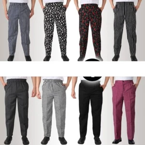 Kitchen Chef Work Trousers Hotel Restaurant Comfortable Fit Culinary Uniforms - Picture 1 of 35