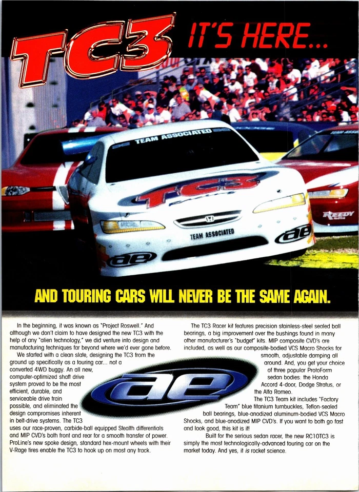 Team AE RC10TC3 Chassis Print Ad Wall Art Decor - Image 1 of 1