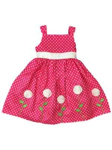 American Princess Girls Pink Polka Dot Floral Rose Party Dress Flower Girl 5 - Picture 1 of 1