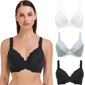 UNDERWIRE FULL COVERAGE BRA WIDE STRAPS SUPPORT PANEL PLUS SIZE 32-52C-F G H I J - Picture 1 of 39