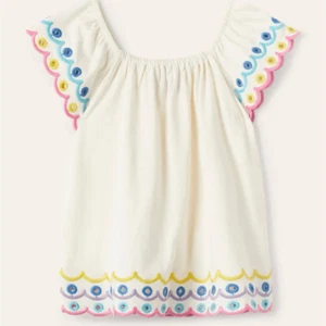 Boden Girls Scallop Edge Top size 5-6 Cream - Picture 1 of 8