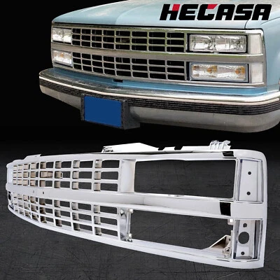 HECASA Chrome Grille For 1988-1993 Chevy Chevrolet C K 1500 2500 3500 Silverado - Image 1 of 4