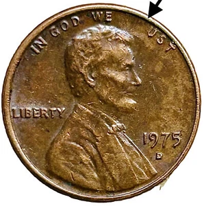 1975-D Lincoln "IN GOD WE UST" Mint striking error penny. - Picture 1 of 3