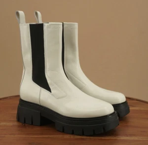 ASH Womens Loud Chelsea Boots Pull On Lug Platform Chunky White Leather 36 / 5.5 - Picture 1 of 9