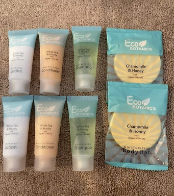 ECO BOTANICS, дорожные туалетные принадлежности, 2-барное мыло, 2-шампунь, 2-кондиционер, 2-лосьон. - Изображение 1 из 4