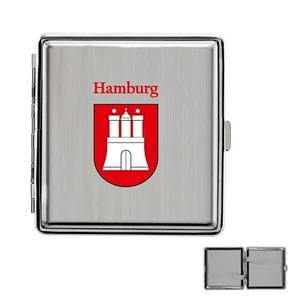 Estuche de cigarrillos cromado cepillado Hamburgo con percha para 20 cigarrillos 85 mm - Imagen 1 de 1