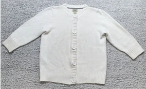 L.L.Bean Women's White Cotton Cardigan Fishermans Sweater Size M CottageCore - Picture 1 of 5