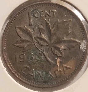 Centesimo canadese Brn 1963 doppio cerchio #8027 - Foto 1 di 2