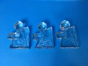 3 VTG Christmas Block Glass Angel Candle  Holders West Germany Wiesenthal Hutte - Picture 1 of 11