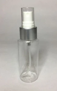 Empty 100ml PET Plastic Clear Cylindrical Bottles + Matt Silver Spray ANY AMOUNT - Picture 1 of 1