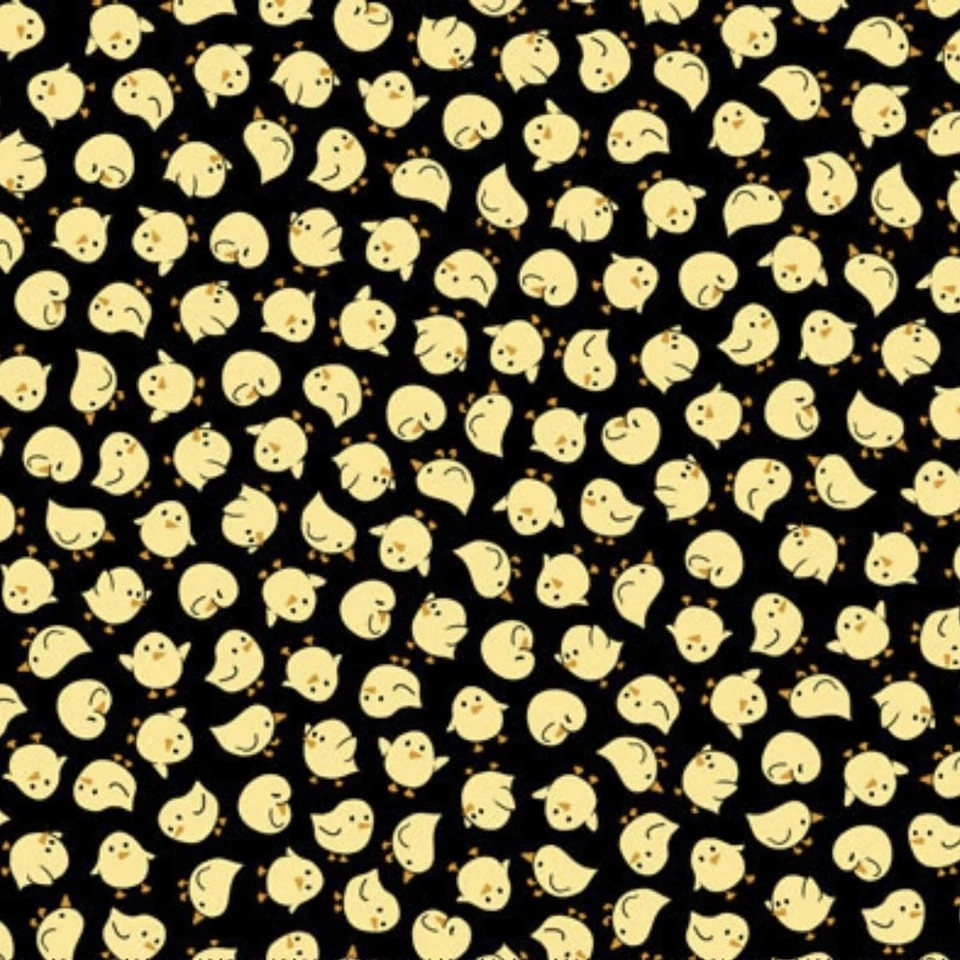 Tela negra 100 % algodón Sheep's & Peeps Baby Chickens por yarda Foto 1 de 1
