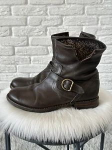 FIORENTINI + BAKER Men Brown Leather Ankle Boots EU 41 US 8 UK 7 Winter Fur - Picture 1 of 15