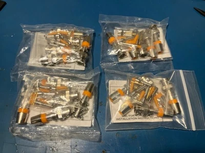 20x F-Conn Belden 75 Ohm BNC Compression Crimp Connectors FSBNC1RGB Coax Orange - Image 1 of 4